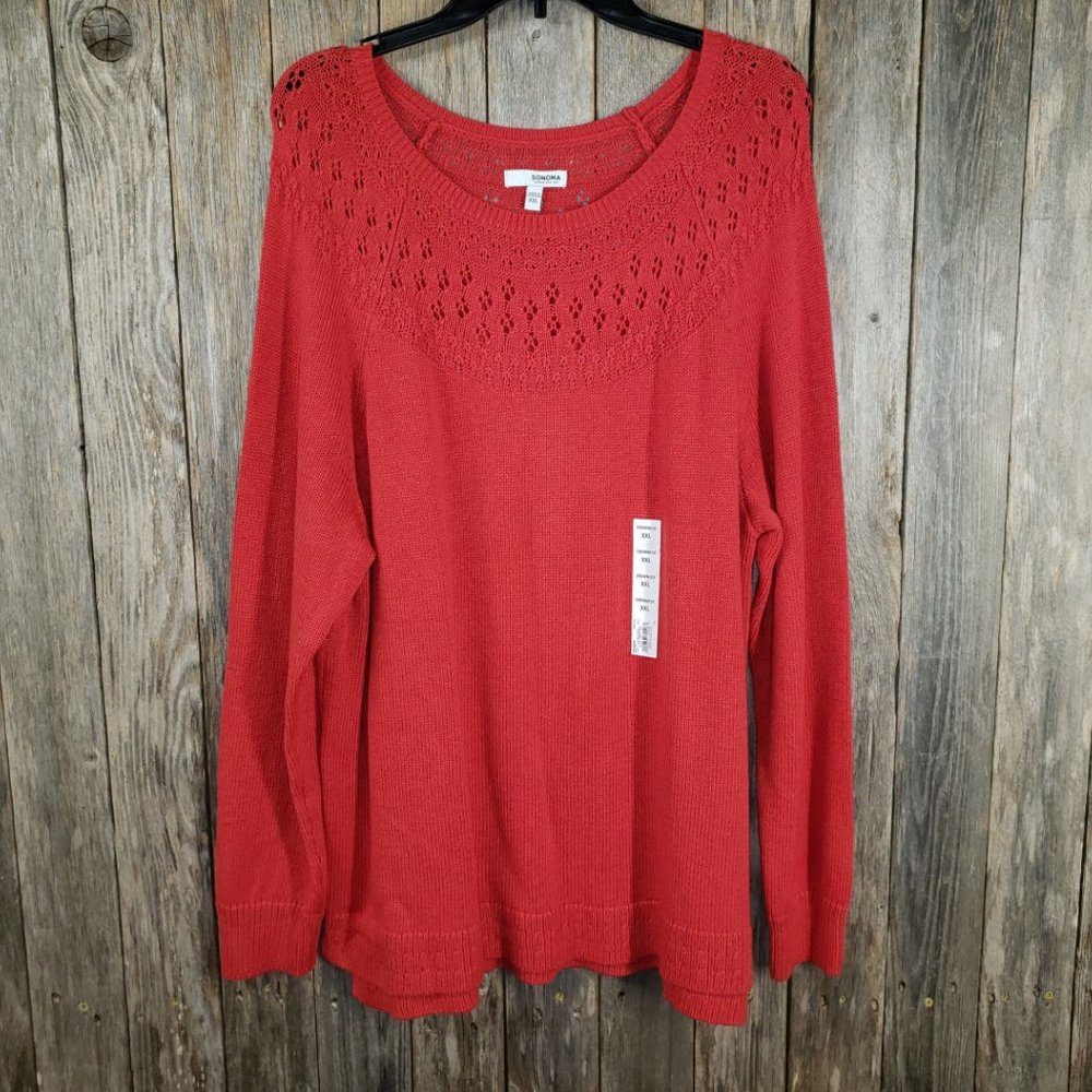 NEW‎ Sonoma Red Pointelle Sweater